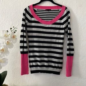 t/o sweaters Pink, Black & Gray Striped Sweater 🖤💕 Size Small